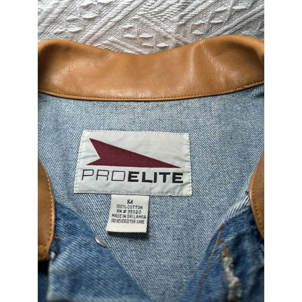 Vtg Pro Elite Mens Medium Green Bay Packers NFL Jean Denim Jacket Embroidered - Picture 3 of 8
